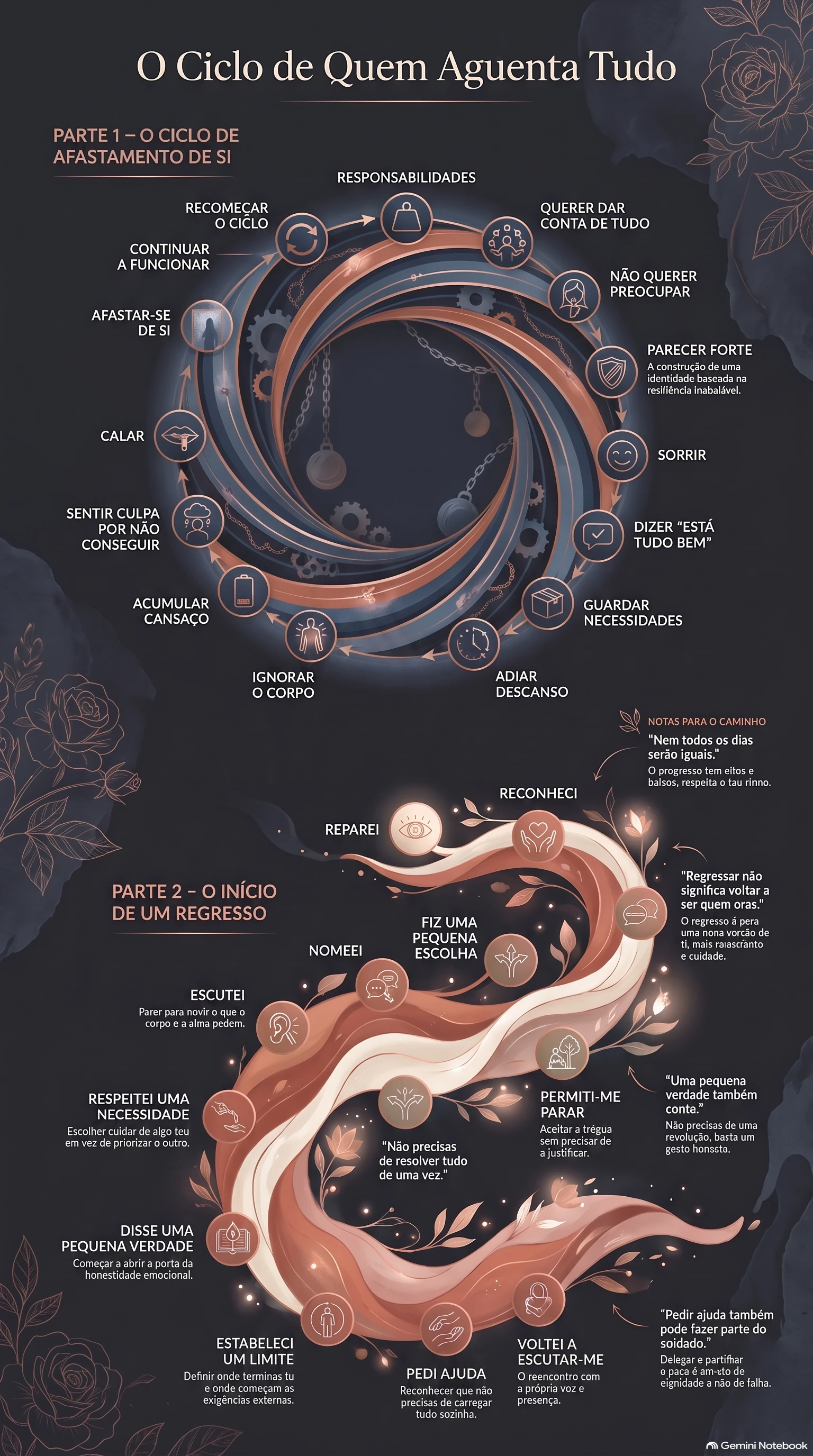 Infográfico O Ciclo de Quem Aguenta Tudo